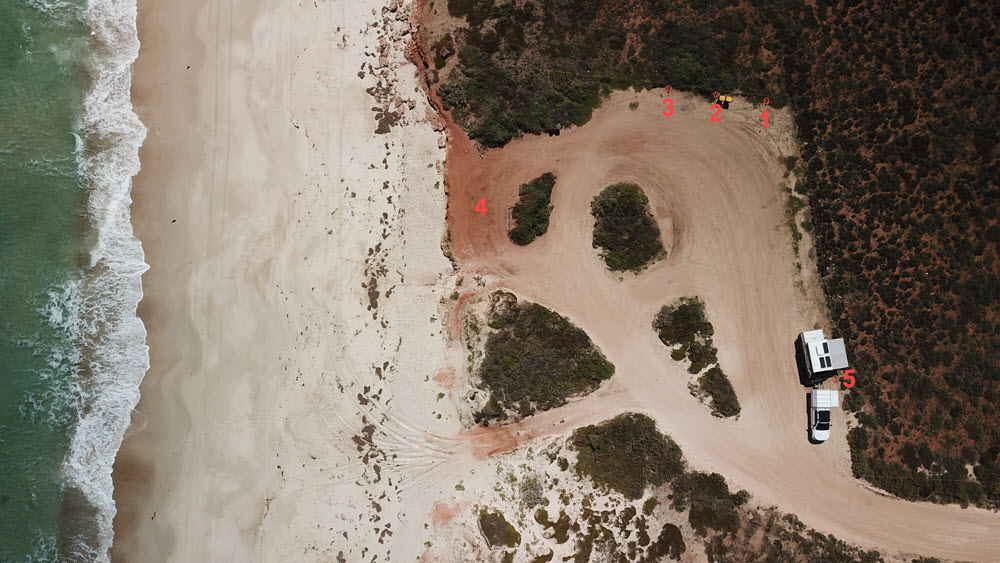 White Sands Campground map showing camp site locations.