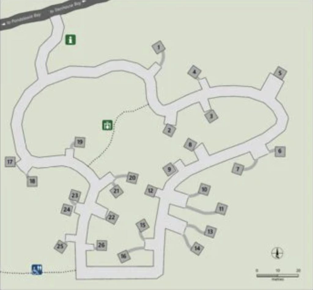 Pondalowie Bush Camping map showing campground layout
