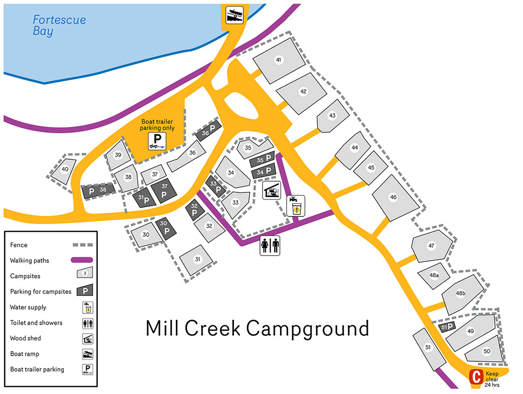 Fortescue Bay Campground Map